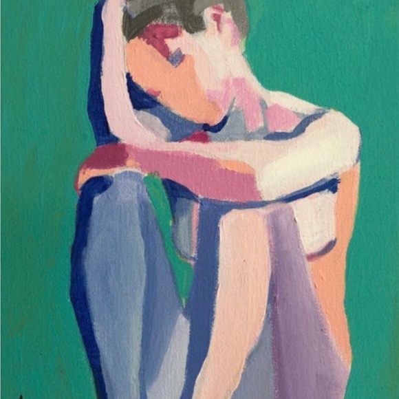 THOUGHTFUL GAZE lV 8x10 Art Print Figurative Expressive Modern Portrait Painting - Picture 2 of 3